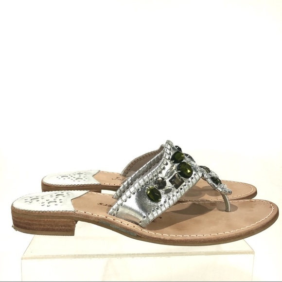 Jack Rogers Jeweled Gemstone Navajo Flat  Flip Flop Thong Sandals - Sz 10 HTF - Picture 2 of 11